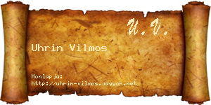 Uhrin Vilmos névjegykártya